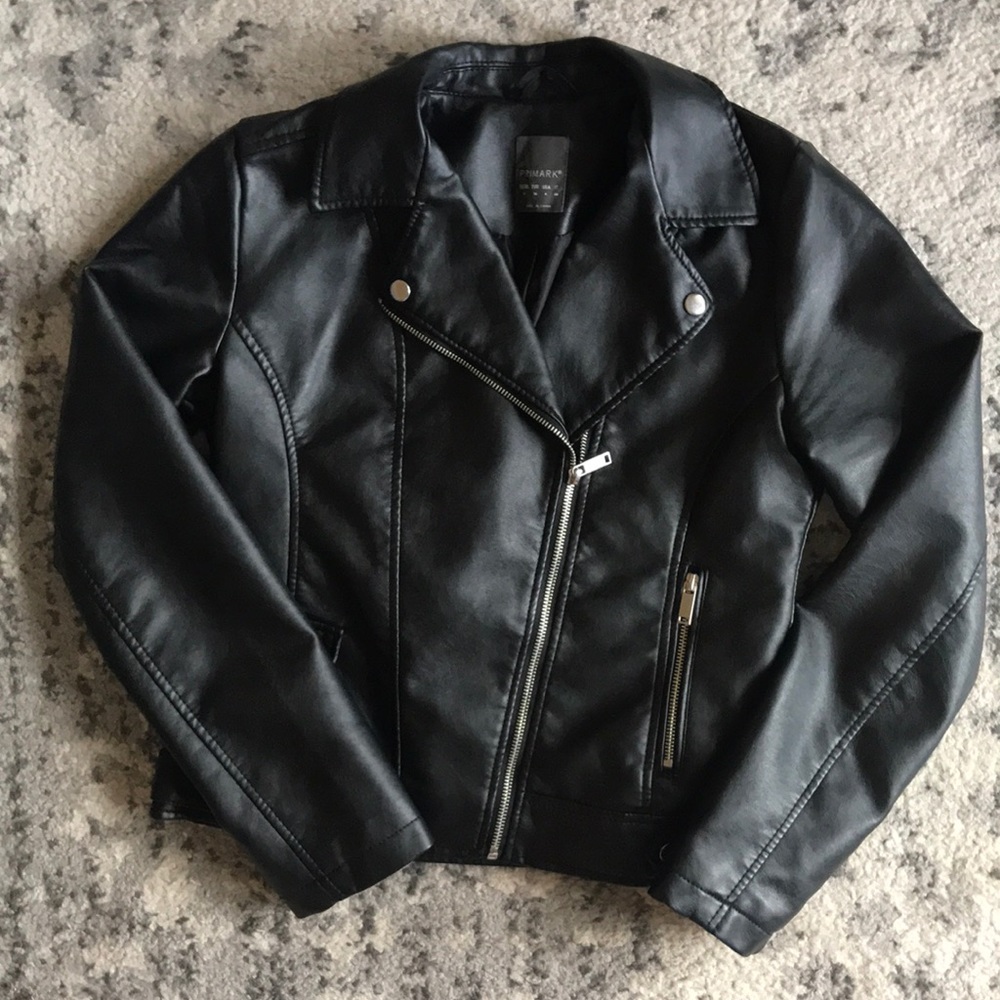Primark Black Vegan Leather Moto Jacket, New!